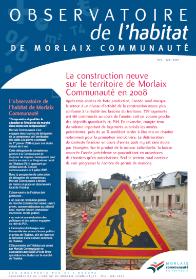 Observatoire de l'habitat de Morlaix communauté N°6 : la construction neuve sur le territoire de Morlaix communauté