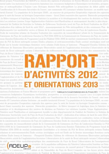Rapport d'activités 2012 de l'ADEUPa et orientations 2013